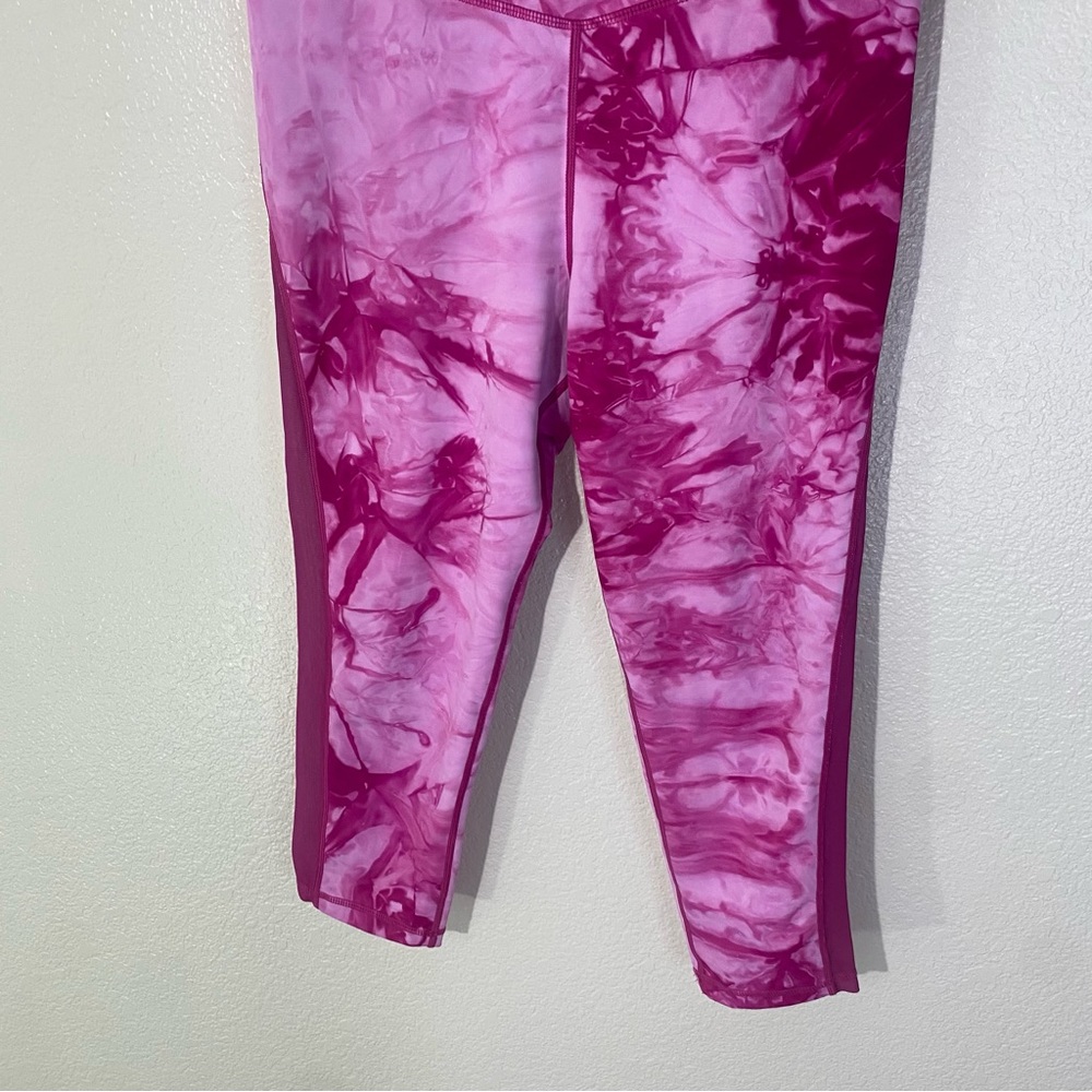 Zyia Pink Tie Dye Mesh Hendrix Light N Tight Capri Leggings Fuchsia Yoga 8-10 - Picture 3 of 8